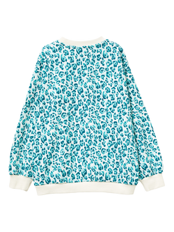 Benetton Kids' Cotton Blend Leopard Print Sweatshirt, White/Multi - view 2, White/Multi