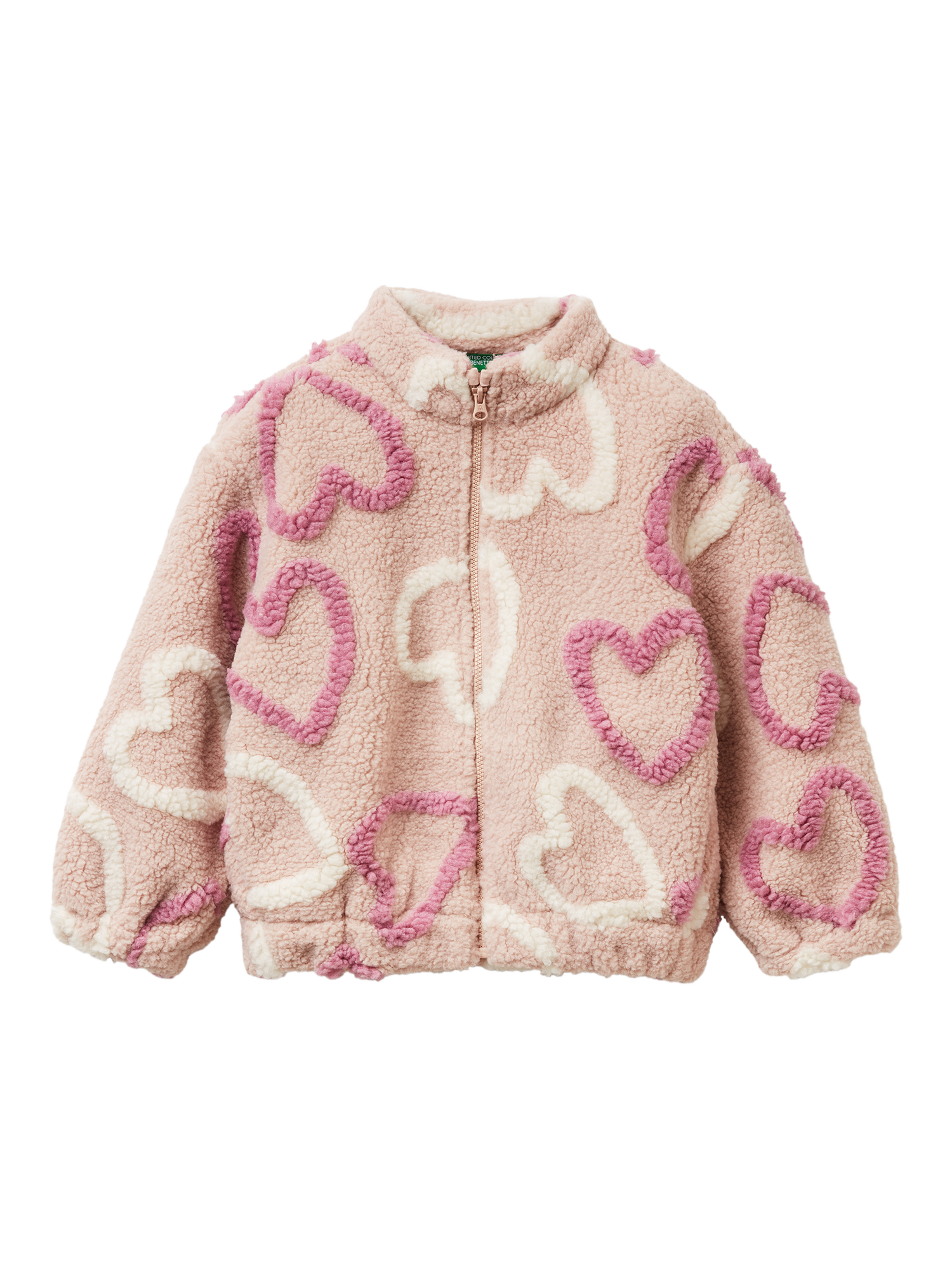 Product image 1 of 3, which shows Benetton Kids' Zipped Heart Sweatshirt, Multi, 5-6 years