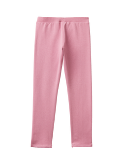 Benetton Kids' Cotton Blend Brushed Leggings, Pink - view 2, Pink