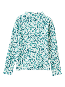 Benetton Kids' Cotton Blend Long Sleeved Mock Neck T-Shirt - view 2, White/Multi