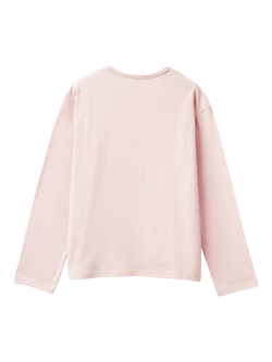 Benetton Kids' Cotton Long Sleeved Sequin Star T-Shirt, Pink - view 2, Pink