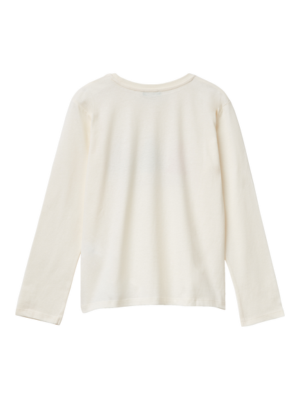 Benetton Kids' Cotton Long Sleeved Christmas Tree Graphic T-Shirt, White - view 2, White