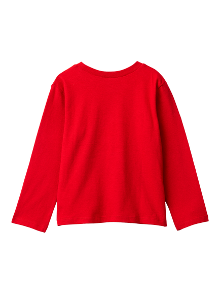 Benetton Kids' Cotton Let It Snow Graphic T-Shirt, Red - view 2, Red