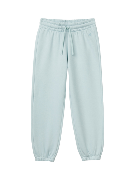 Benetton Kids' Cotton Blend Fleece Drawstring Joggers, Green, Green
