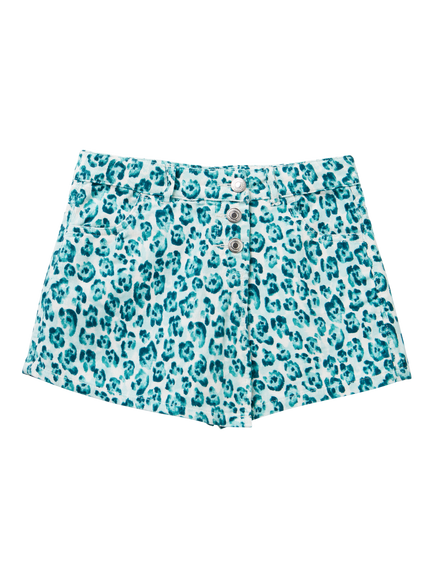 Benetton Kids' Animal Print Mini Skirt, Teal/Multi, Teal/Multi