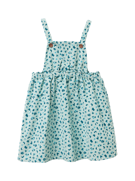 Benetton Kids' Cotton Animal Print Pinafore Dress, Aqua, Aqua