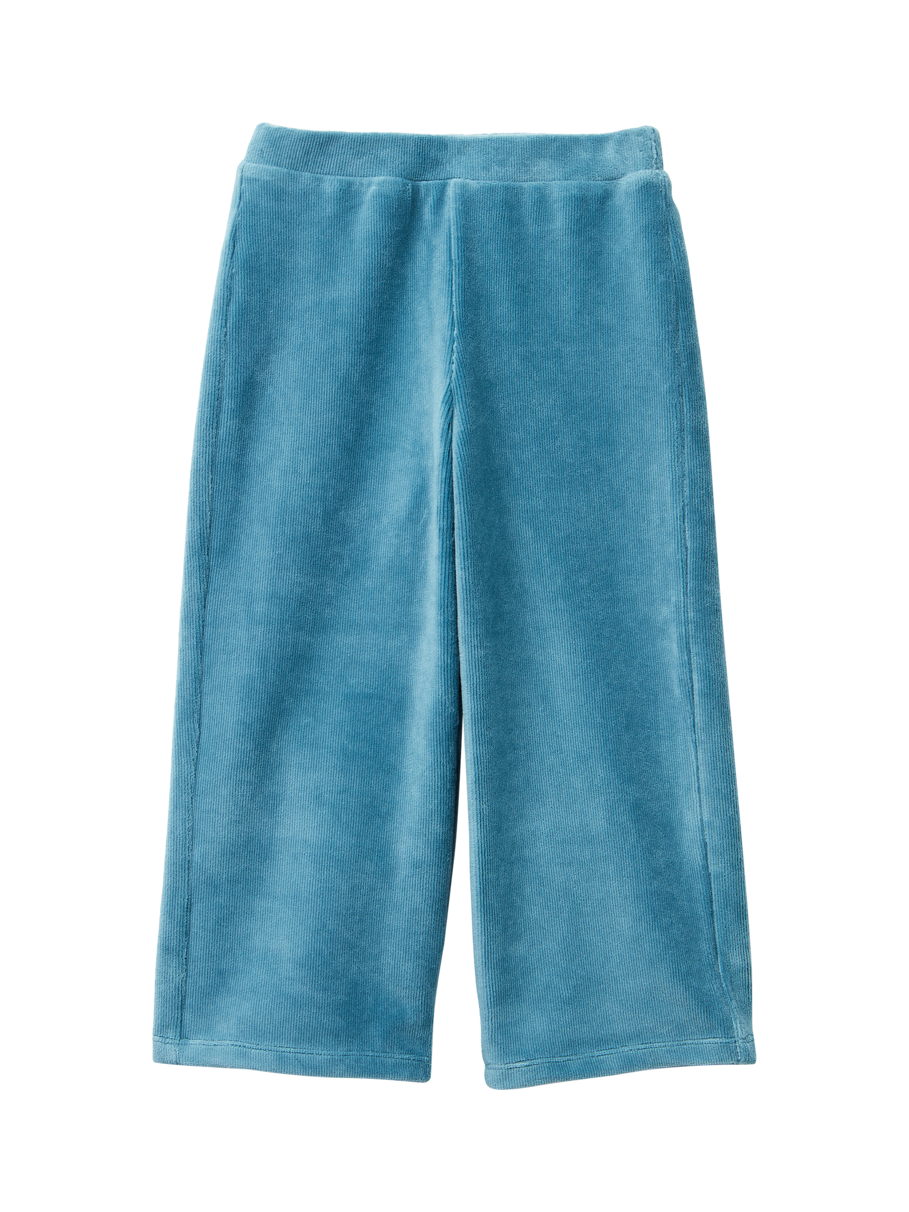 Product image 1 of 3, which shows Benetton Kids' Velour Palazzo Pants, Blue, 18-24 months