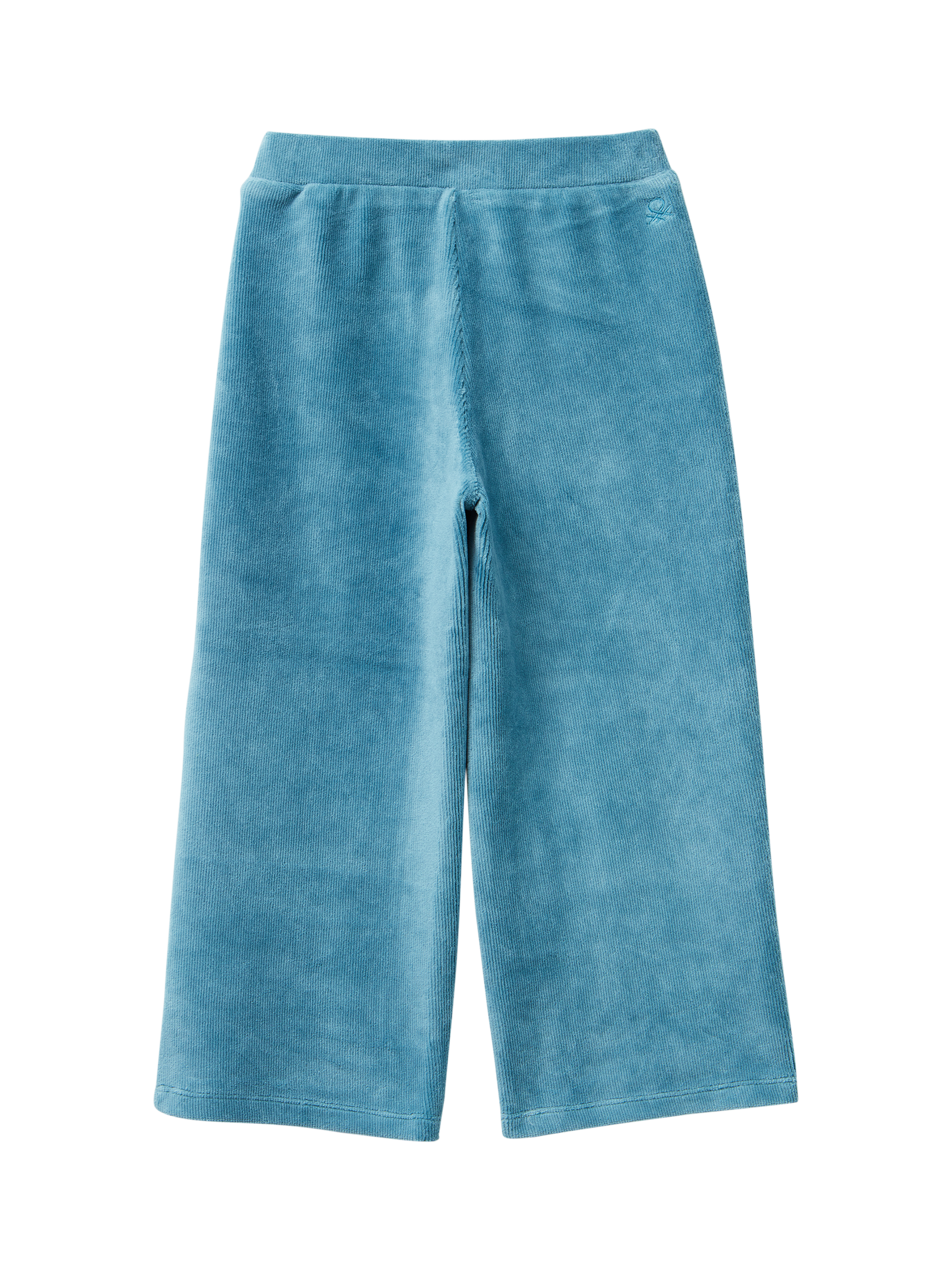 Product image 2 of 3, which shows Benetton Kids' Velour Palazzo Pants, Blue, 18-24 months