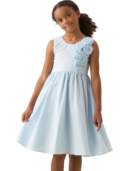 Angel & Rocket Kids' 3D Flower Corsage Dress, Blue, Blue