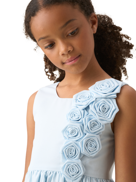Angel & Rocket Kids' 3D Flower Corsage Dress, Blue - view 2, Blue