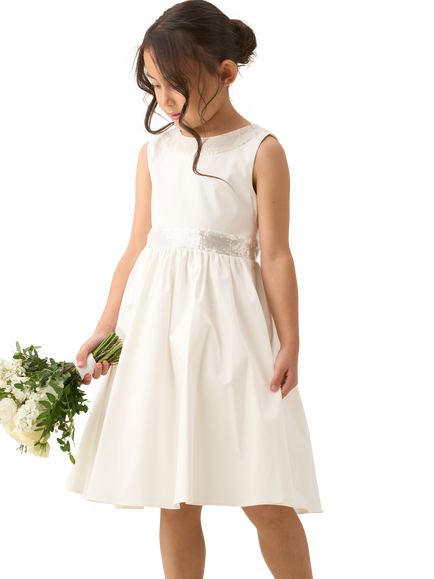 Angel & Rocket Kids' Sequin Bow Dress, Ivory, Ivory
