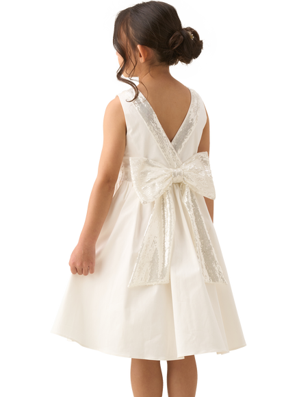 Angel & Rocket Kids' Sequin Bow Dress, Ivory - view 2, Ivory
