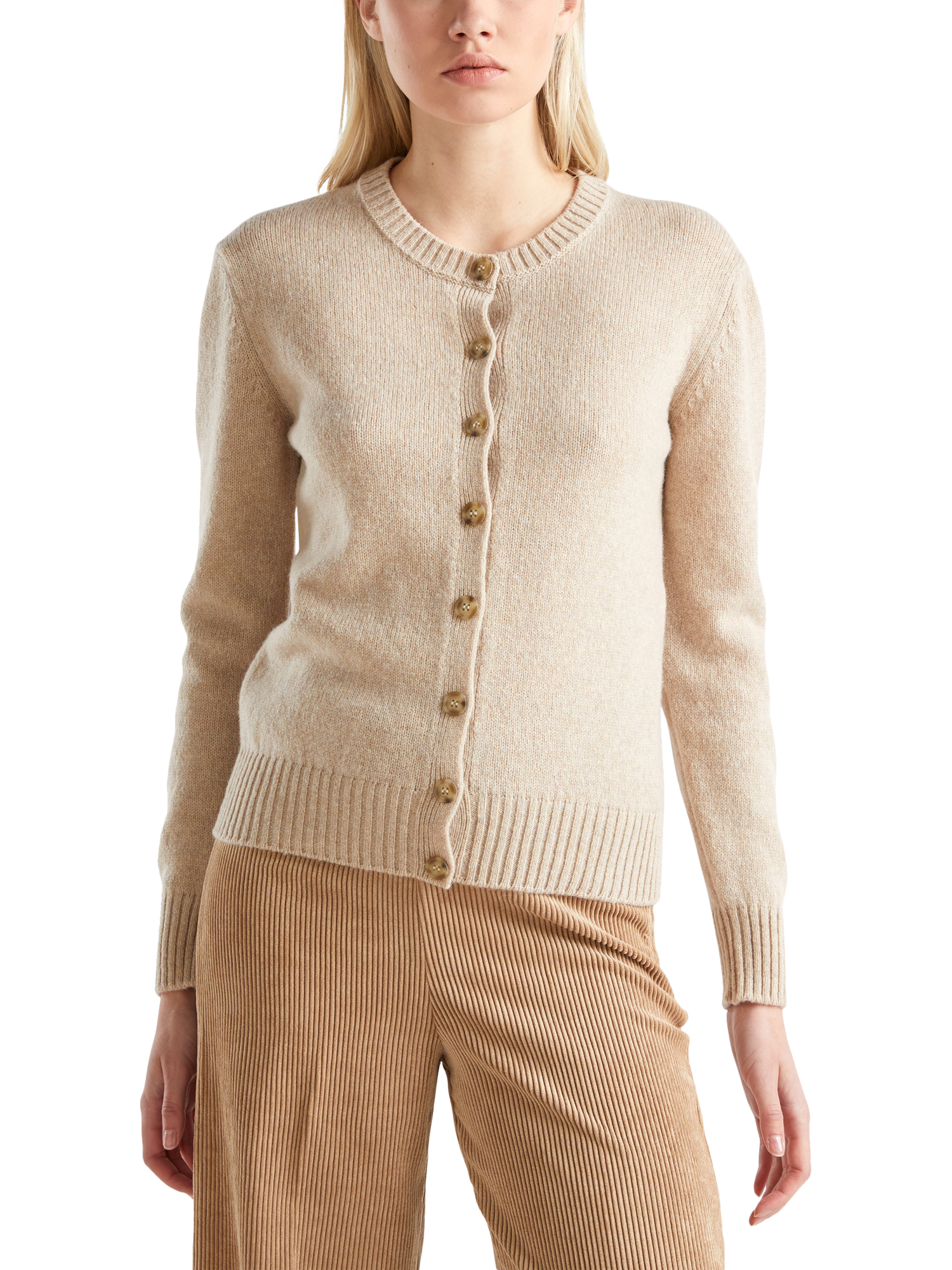 Product image 1 of 6, which shows Benetton Korean Pure Wool Cardigan, Beige, XS