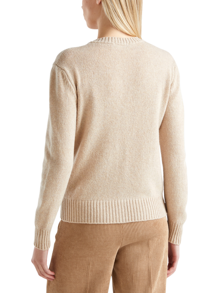 Benetton Korean Pure Wool Cardigan - view 2, Beige