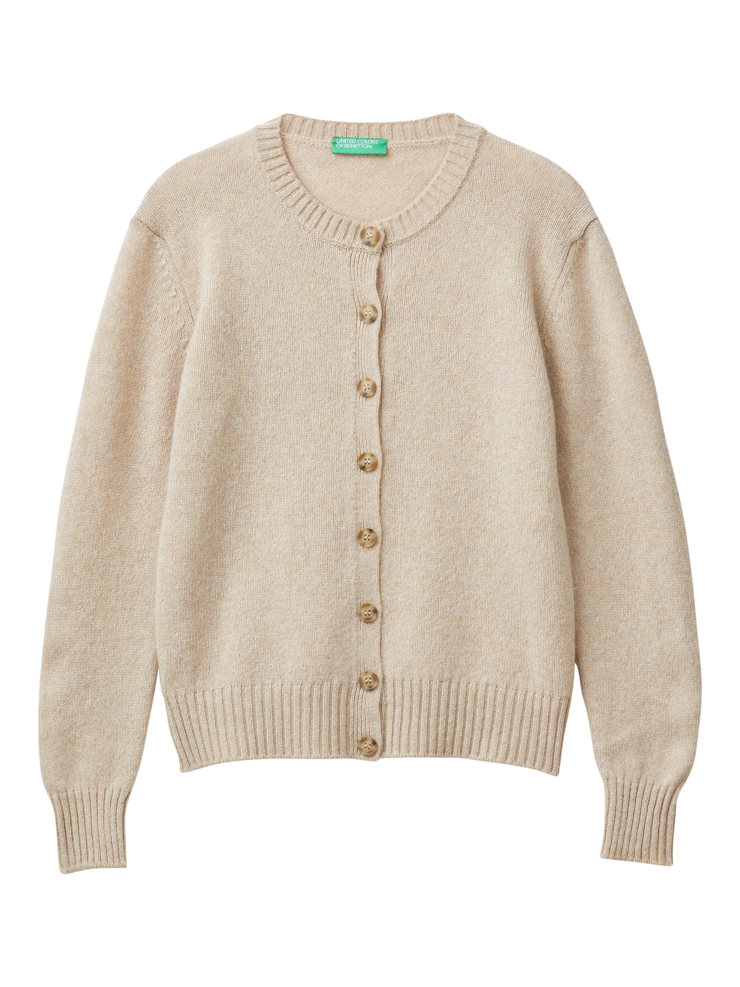 Product image 4 of 6, which shows Benetton Korean Pure Wool Cardigan, Beige, XS