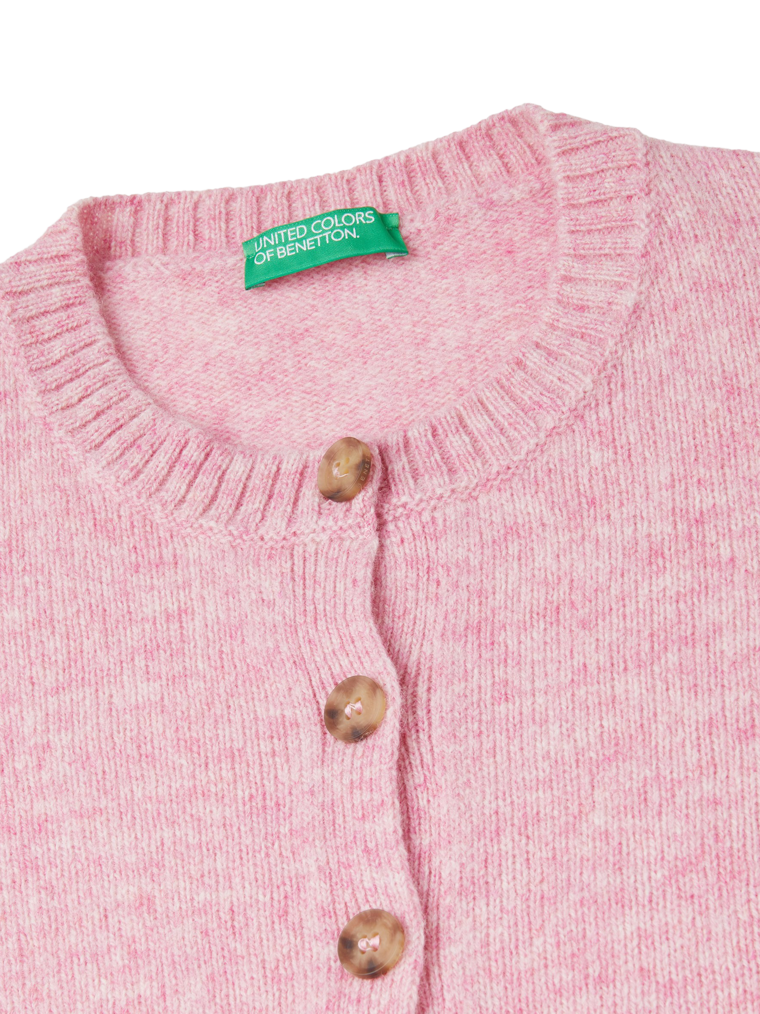 Product image 6 of 6, which shows Benetton Korean Pure Wool Cardigan, Pink, XS