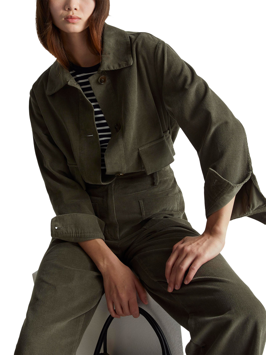 Product image 3 of 5, which shows Benetton Pure Cotton Button Front Blazer, Green, S