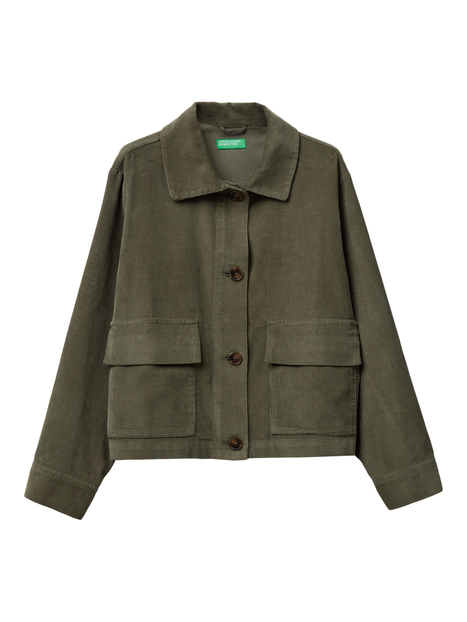 Product image 4 of 5, which shows Benetton Pure Cotton Button Front Blazer, Green, S