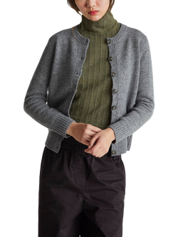 Benetton Korean Round Neck Pure Wool Cardigan, Grey