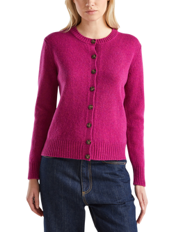 Benetton Korean Round Neck Pure Wool Cardigan, Violet