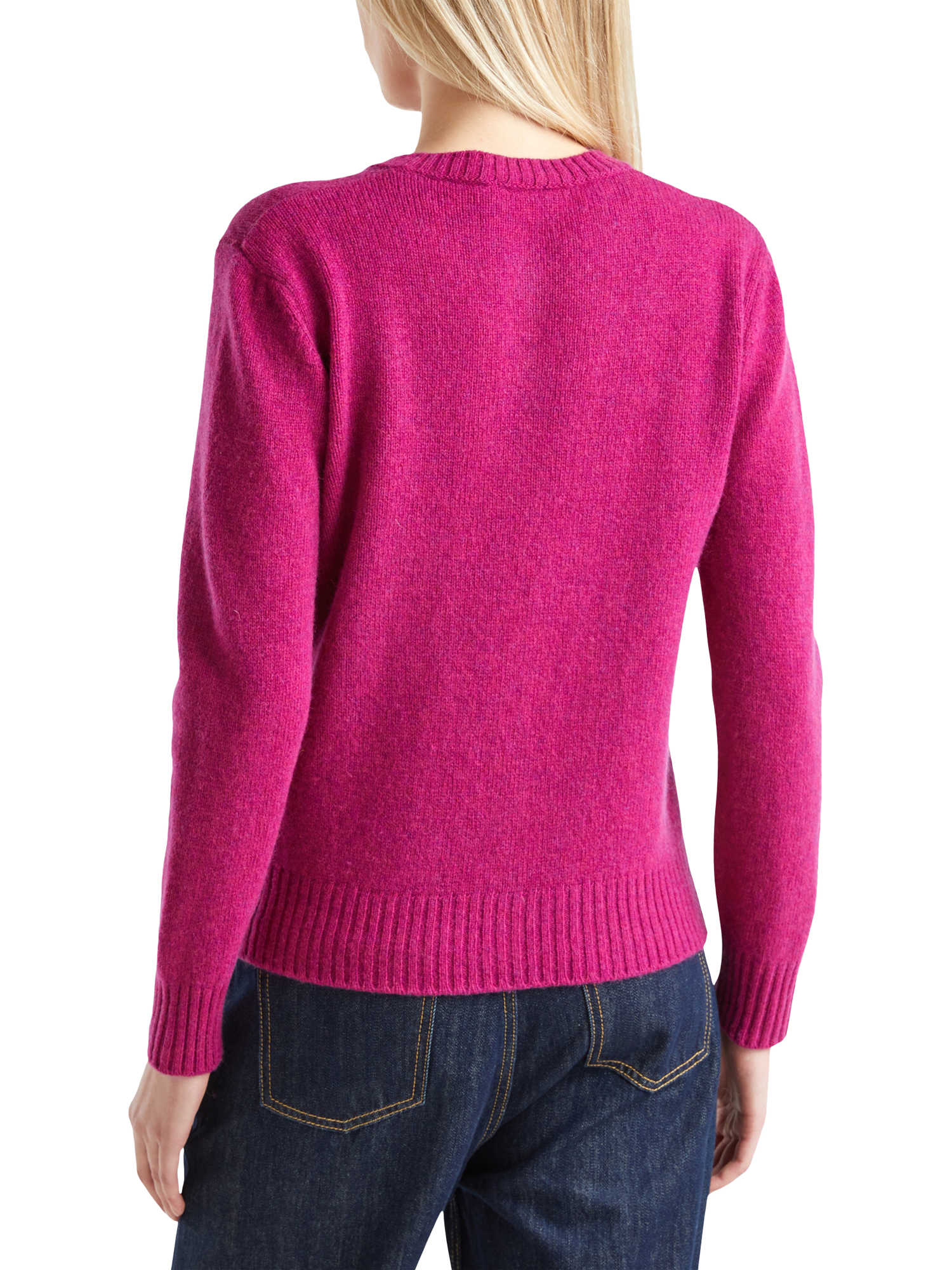 Product image 2 of 6, which shows Benetton Korean Round Neck Pure Wool Cardigan, Violet, XS