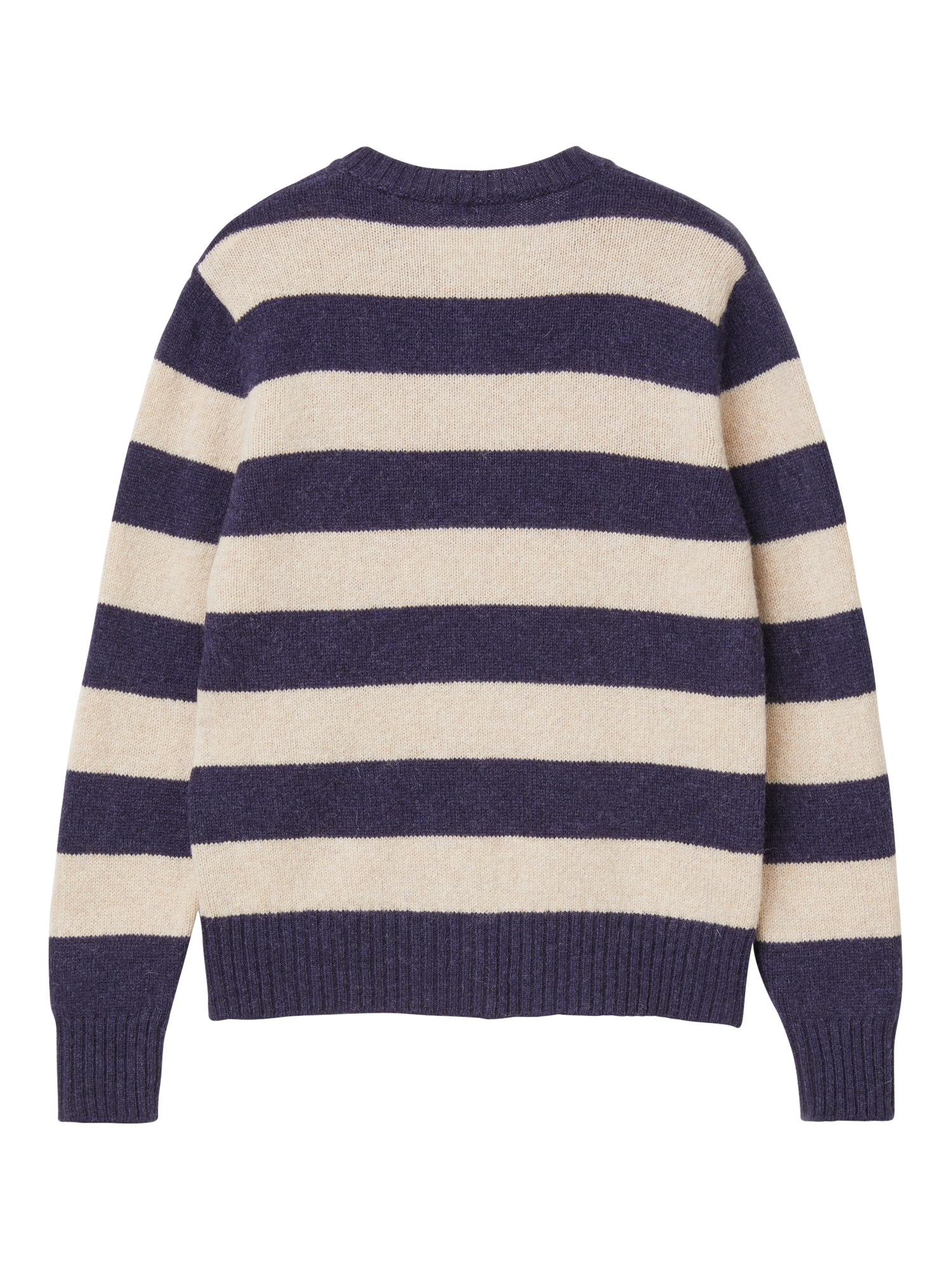 Product image 5 of 6, which shows Benetton Korean Stripe Pure Wool Cardigan, Blue, XS