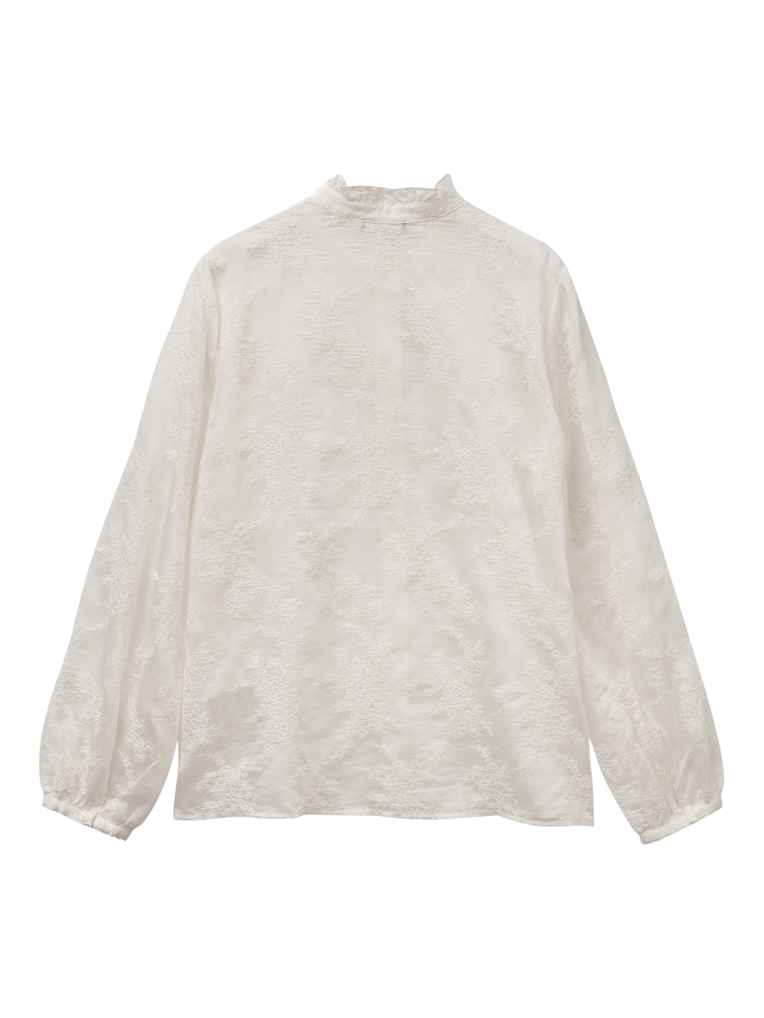 Product image 5 of 6, which shows Benetton Korean Embroidered Ruffle Collar Shirt, Beige, XS