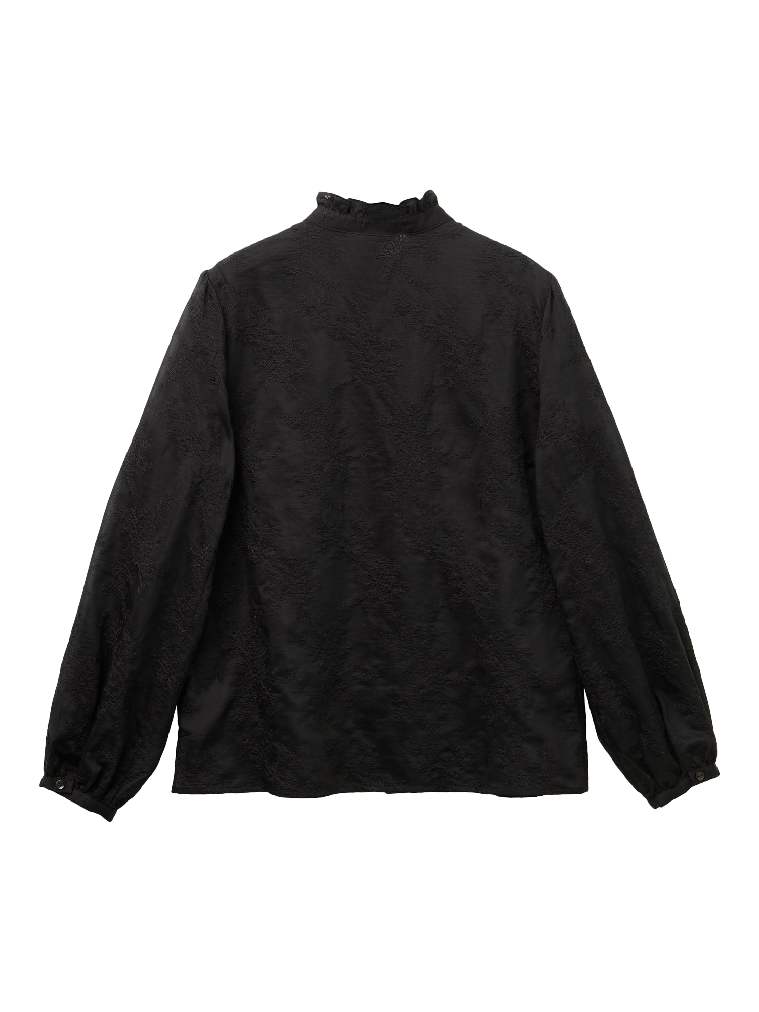 Product image 5 of 6, which shows Benetton Korean Embroidered Ruffle Collar Shirt, Black, XS