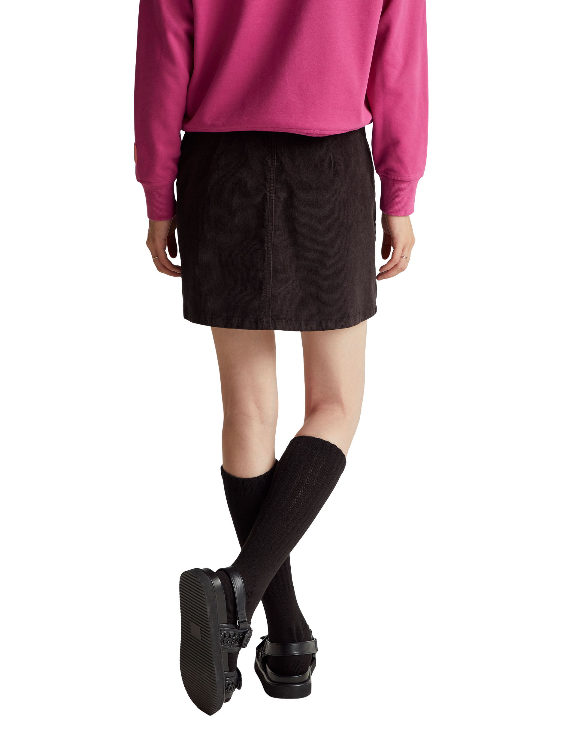 Product image 2 of 5, which shows Benetton Mid Rise Velvet Mini Skirt, Black, 12