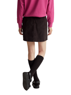 Benetton Mid Rise Velvet Mini Skirt, Black - view 2, Black