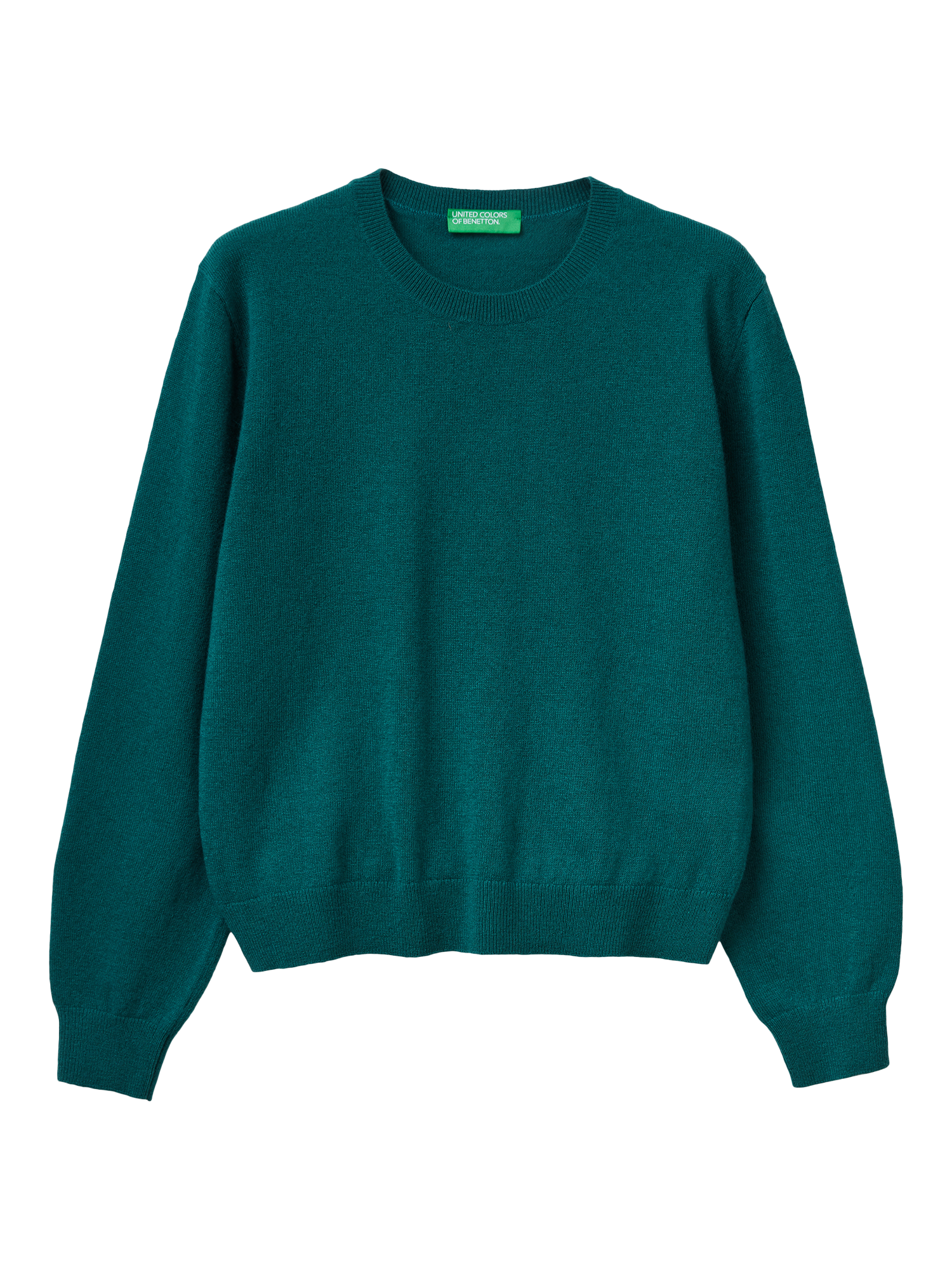 Product image 1 of 3, which shows Benetton Crew Neck Wool Jumper, Green, XS