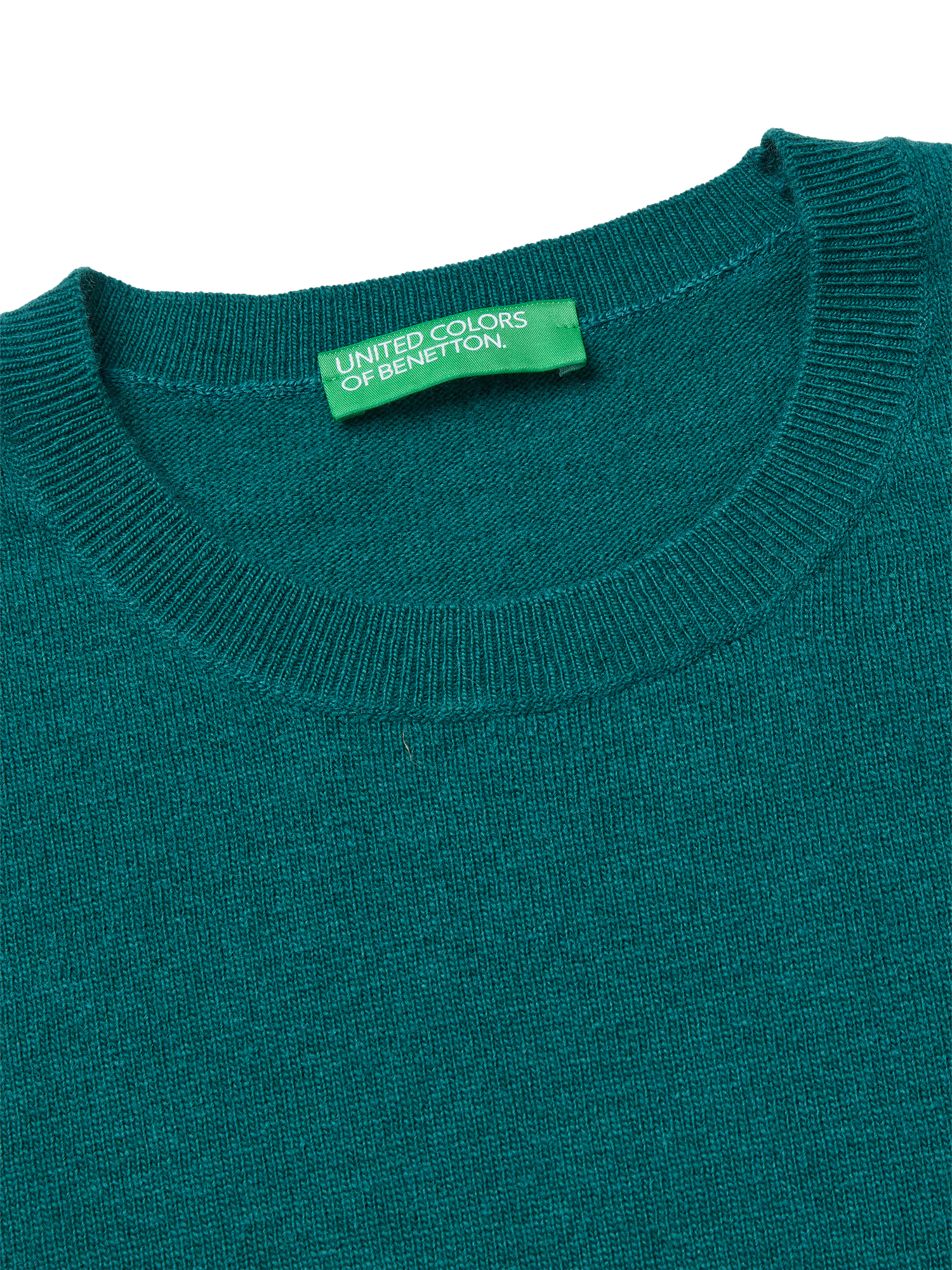 Product image 3 of 3, which shows Benetton Crew Neck Wool Jumper, Green, XS