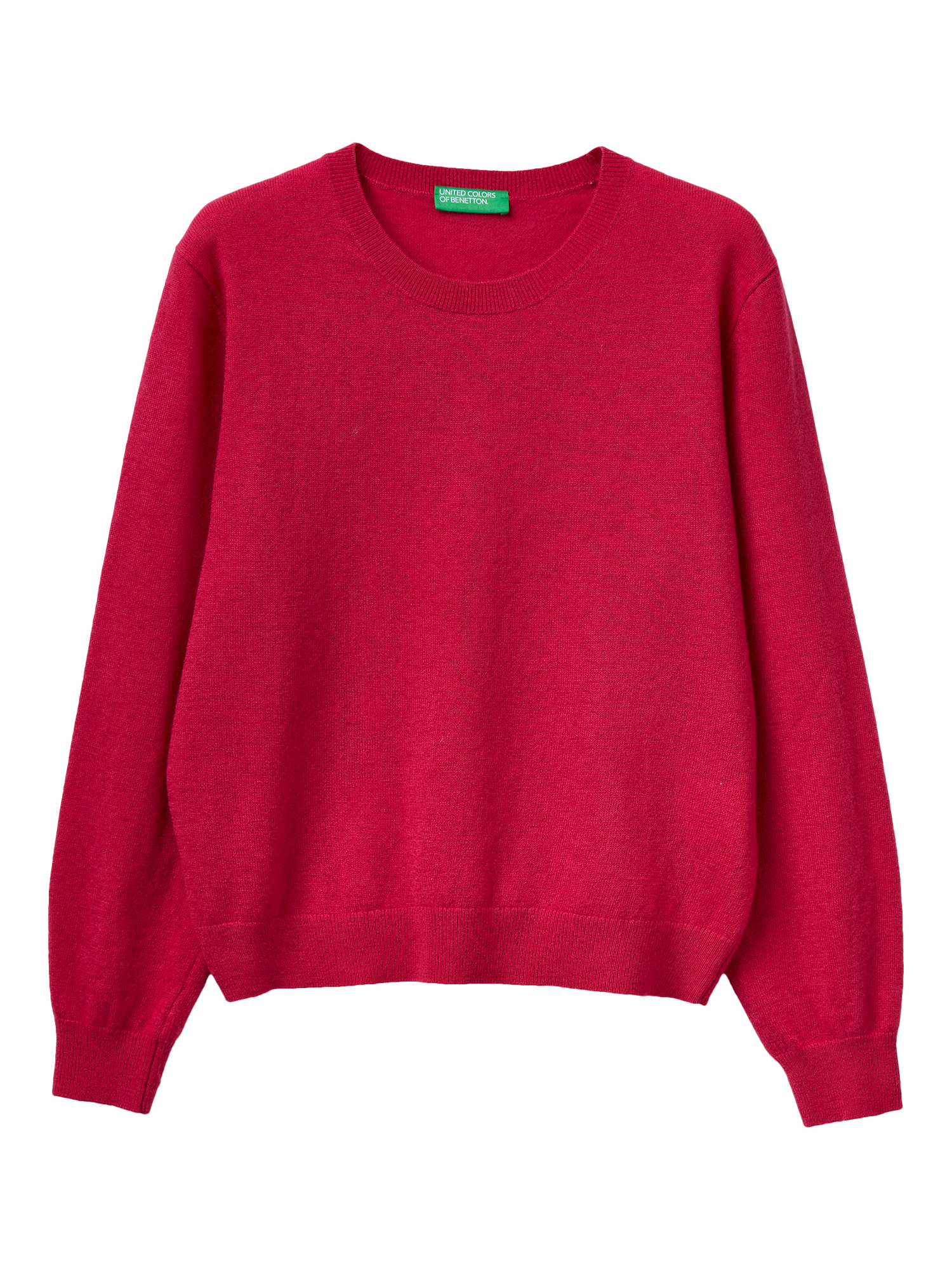 Product image 1 of 3, which shows Benetton Wool Crew Neck Jumper, Pink, S