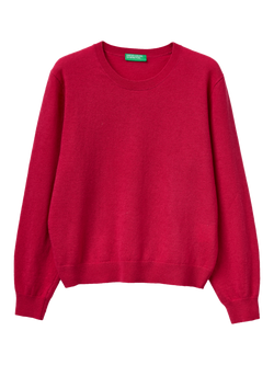 Benetton Wool Crew Neck Jumper, Pink