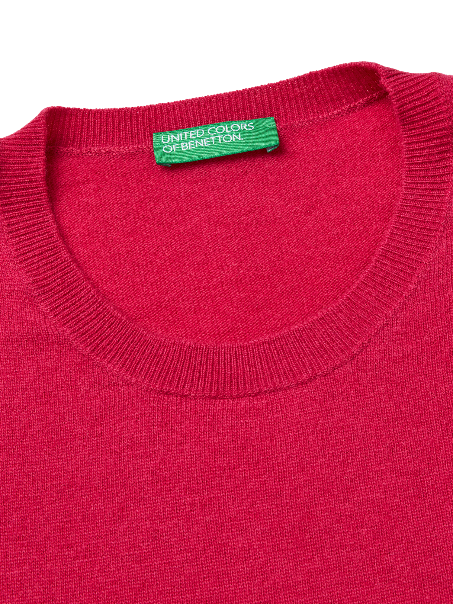 Product image 3 of 3, which shows Benetton Wool Crew Neck Jumper, Pink, S