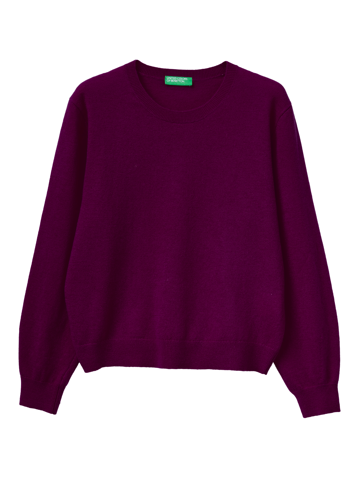 Product image 1 of 3, which shows Benetton Wool Crew Neck Jumper, Violet, S