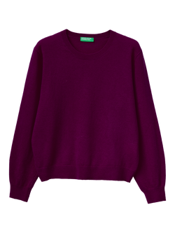 Benetton Wool Crew Neck Jumper, Violet