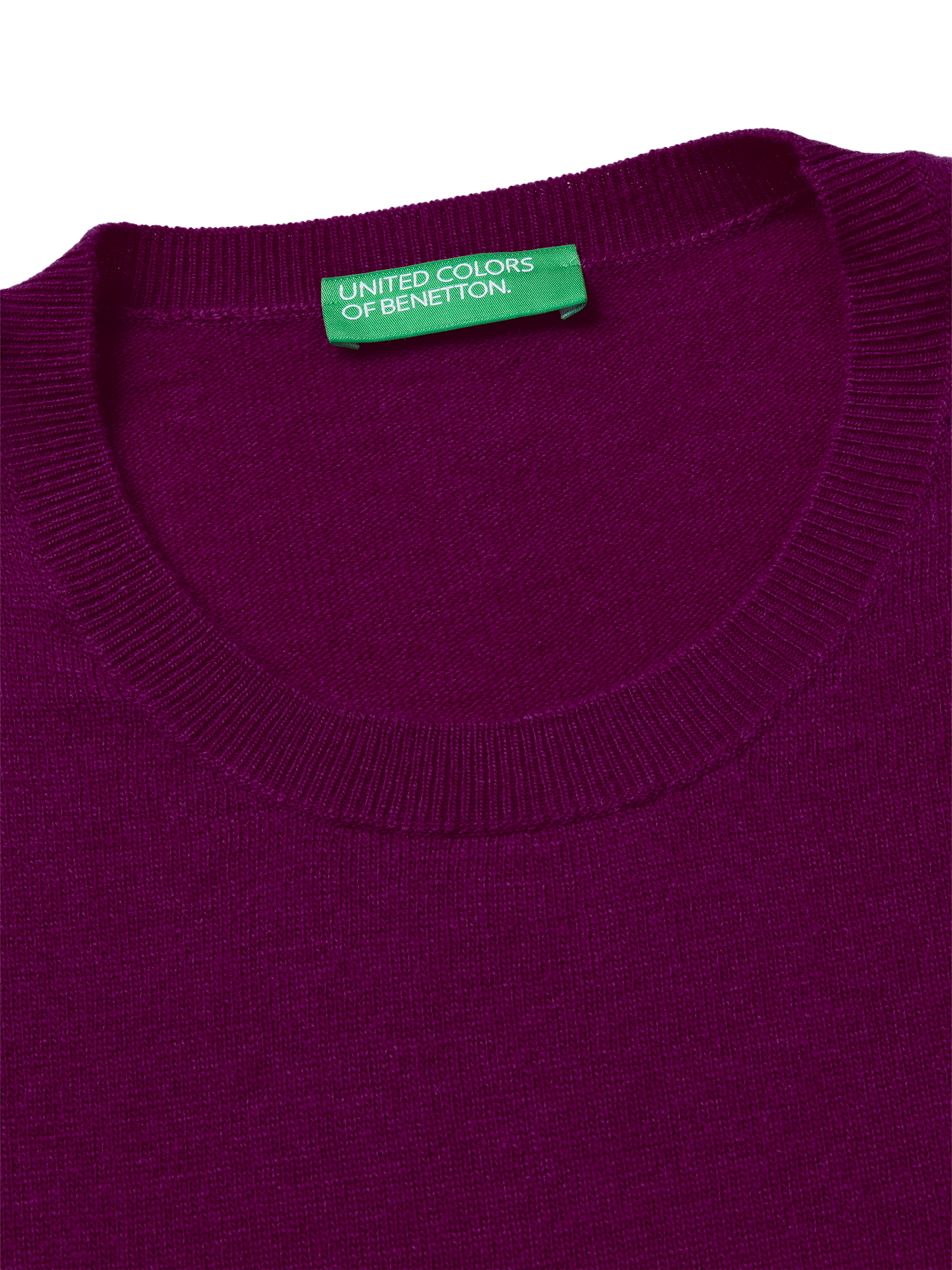 Product image 3 of 3, which shows Benetton Wool Crew Neck Jumper, Violet, S