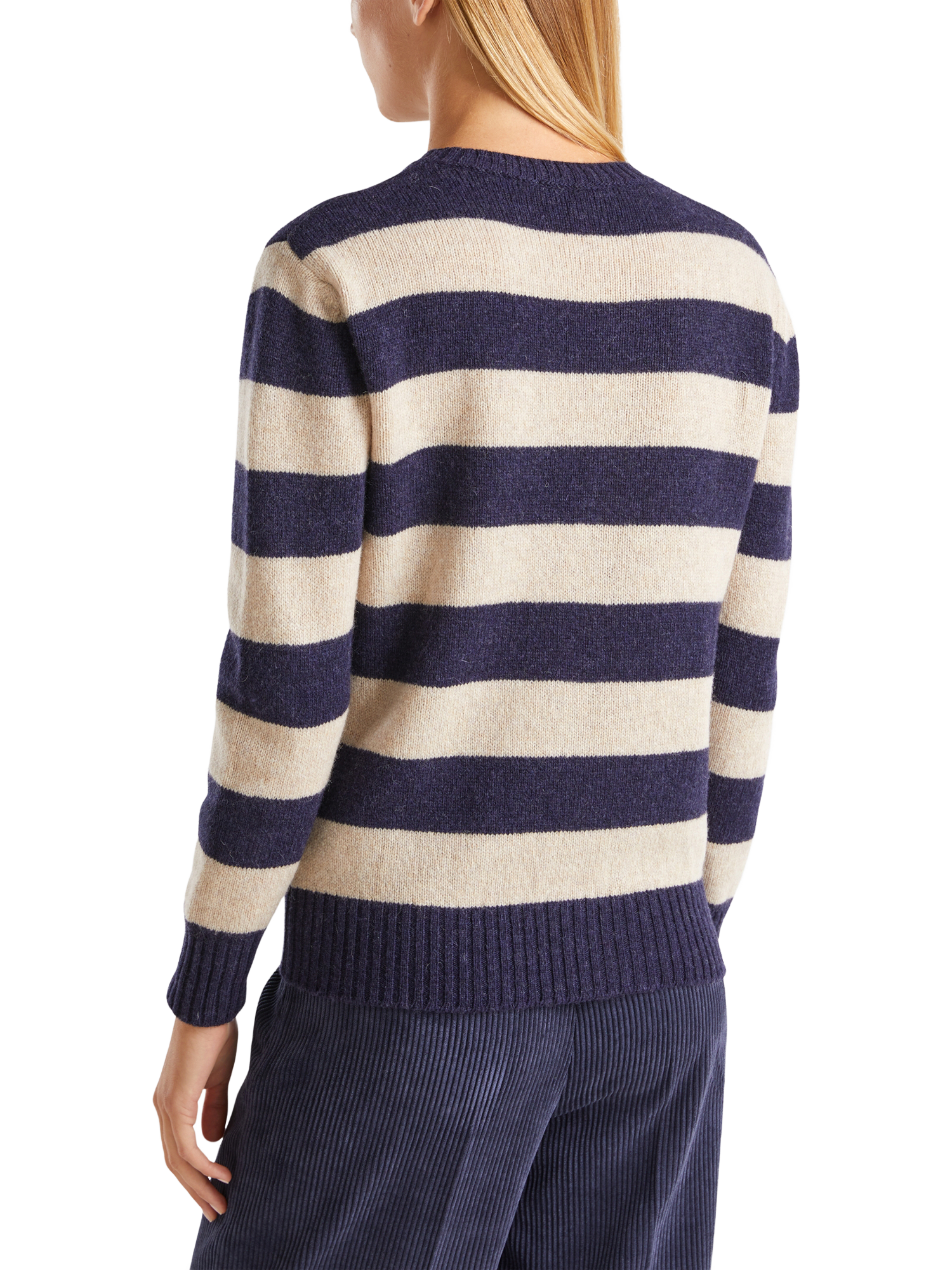 Product image 2 of 6, which shows Benetton Crew Neck Stripe Pure Wool Jumper, Blue, XS