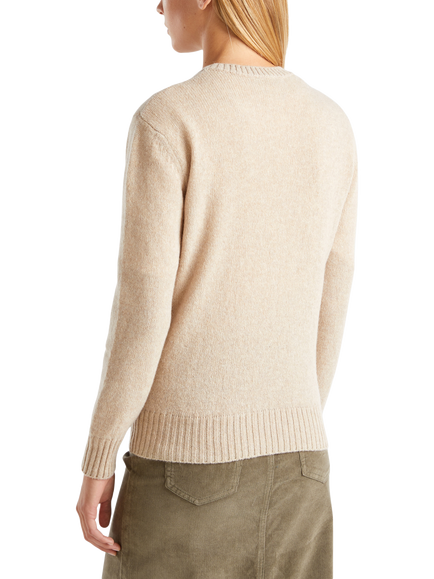 Benetton Crew Neck Pure Wool Jumper, Beige - view 2, Beige