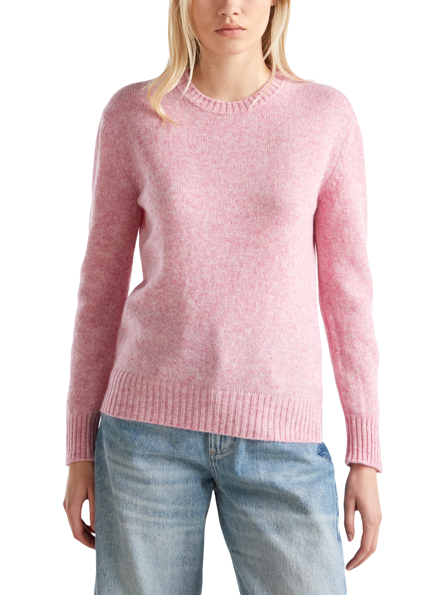 Product image 1 of 6, which shows Benetton Crew Neck Pure Wool Jumper, Pink, XS