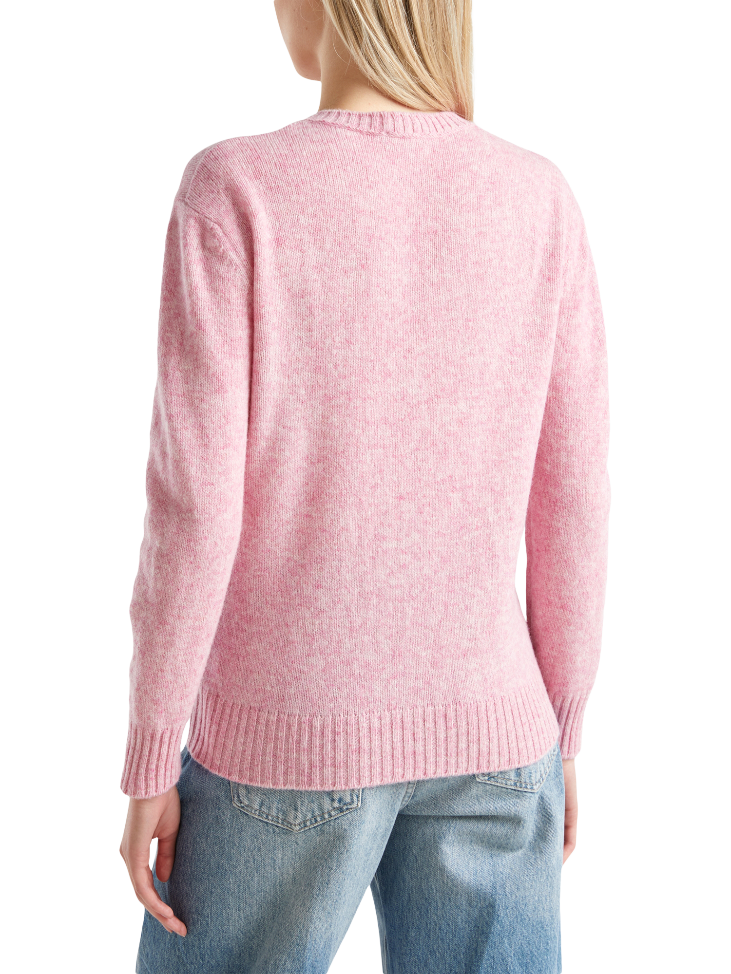 Product image 2 of 6, which shows Benetton Crew Neck Pure Wool Jumper, Pink, XS