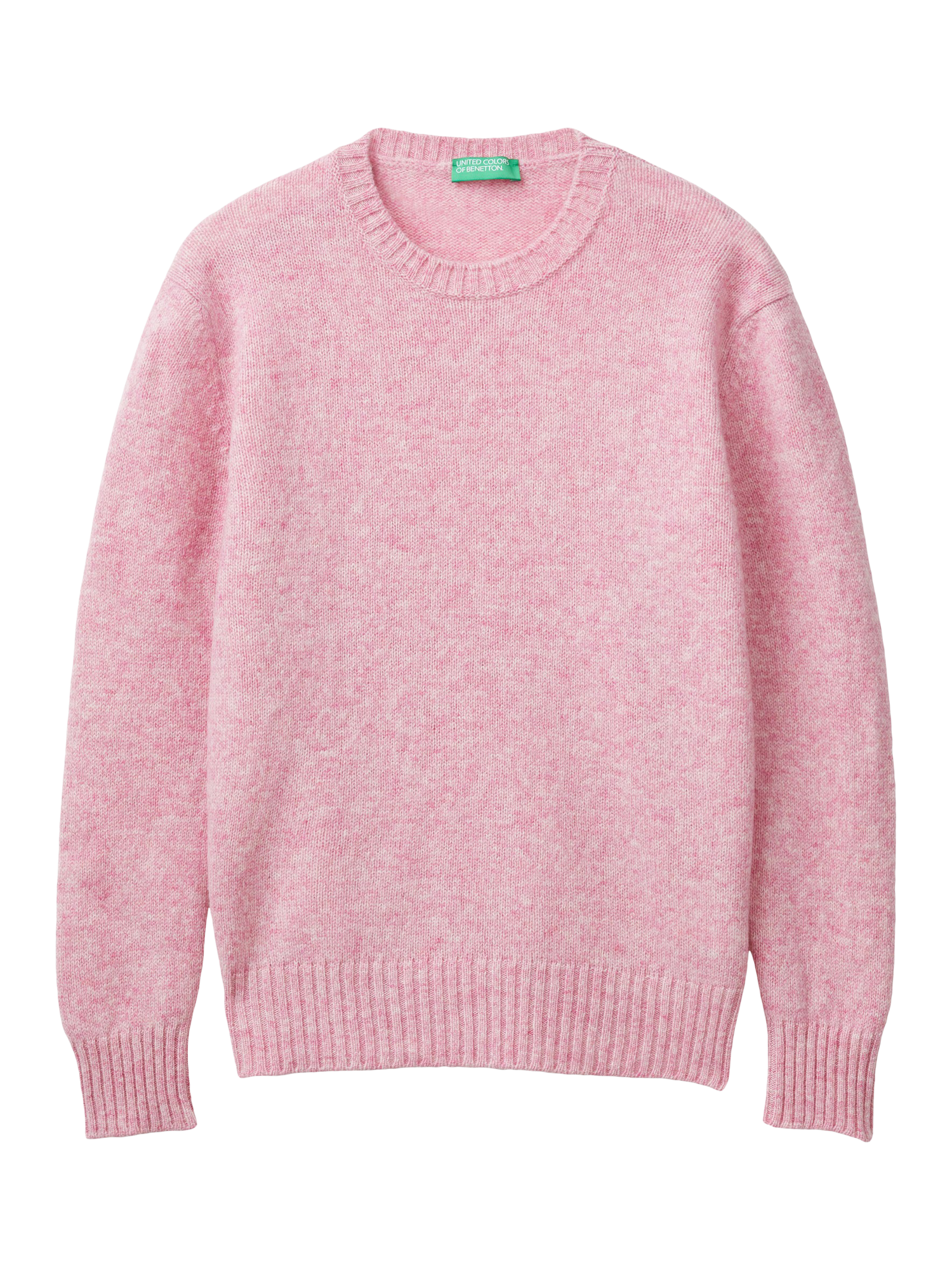 Product image 4 of 6, which shows Benetton Crew Neck Pure Wool Jumper, Pink, XS