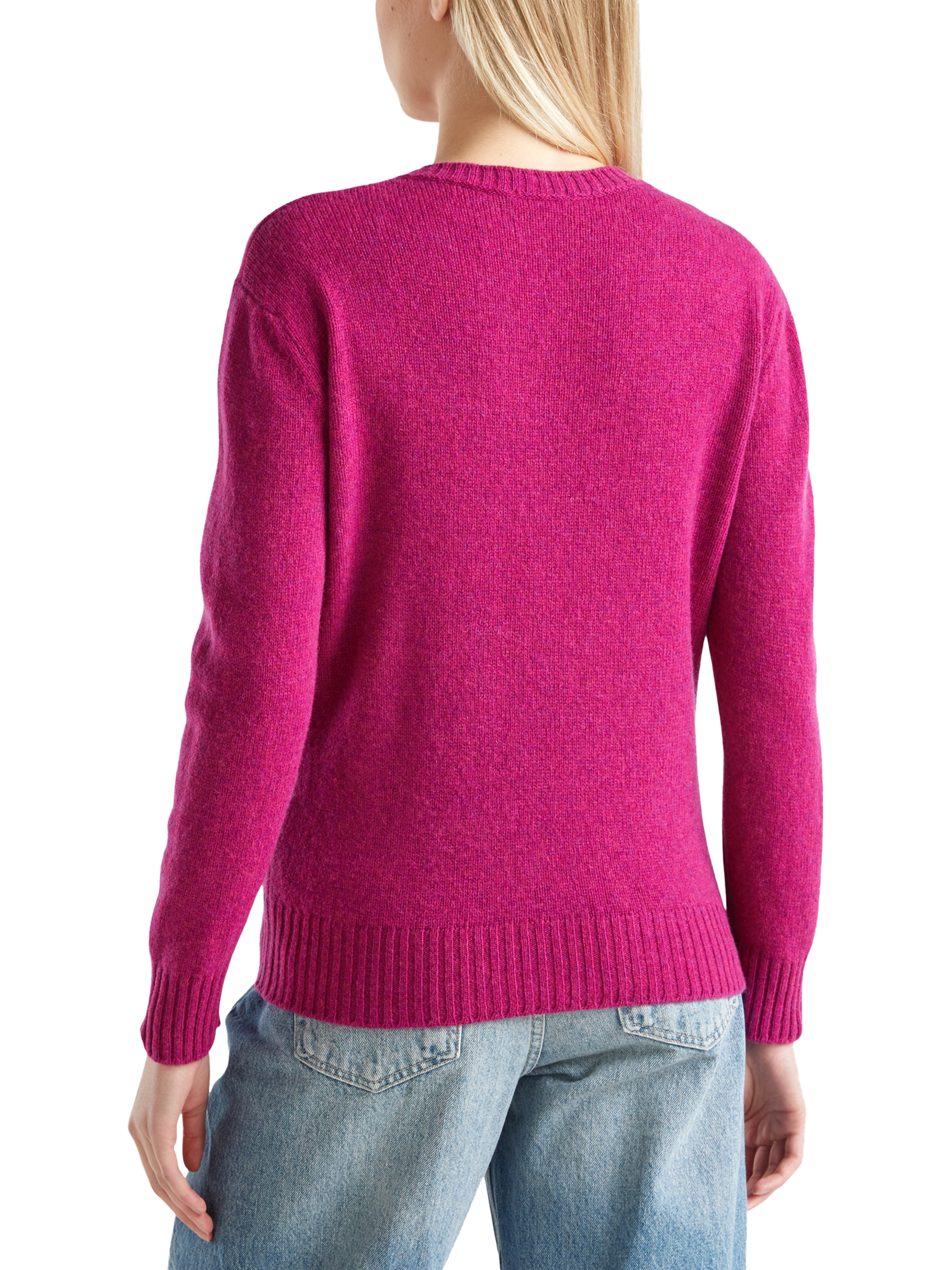 Product image 2 of 6, which shows Benetton Crew Neck Pure Wool Jumper, Violet, XS