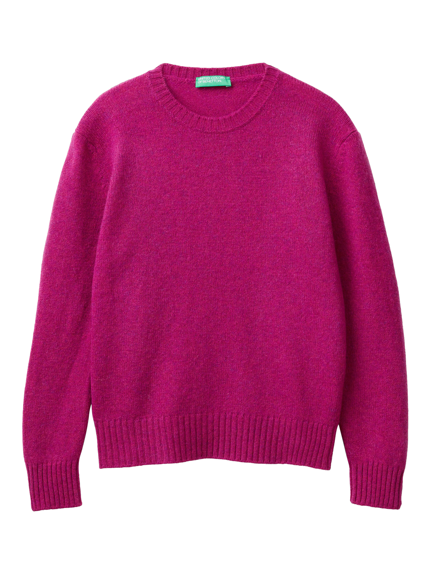 Product image 4 of 6, which shows Benetton Crew Neck Pure Wool Jumper, Violet, XS