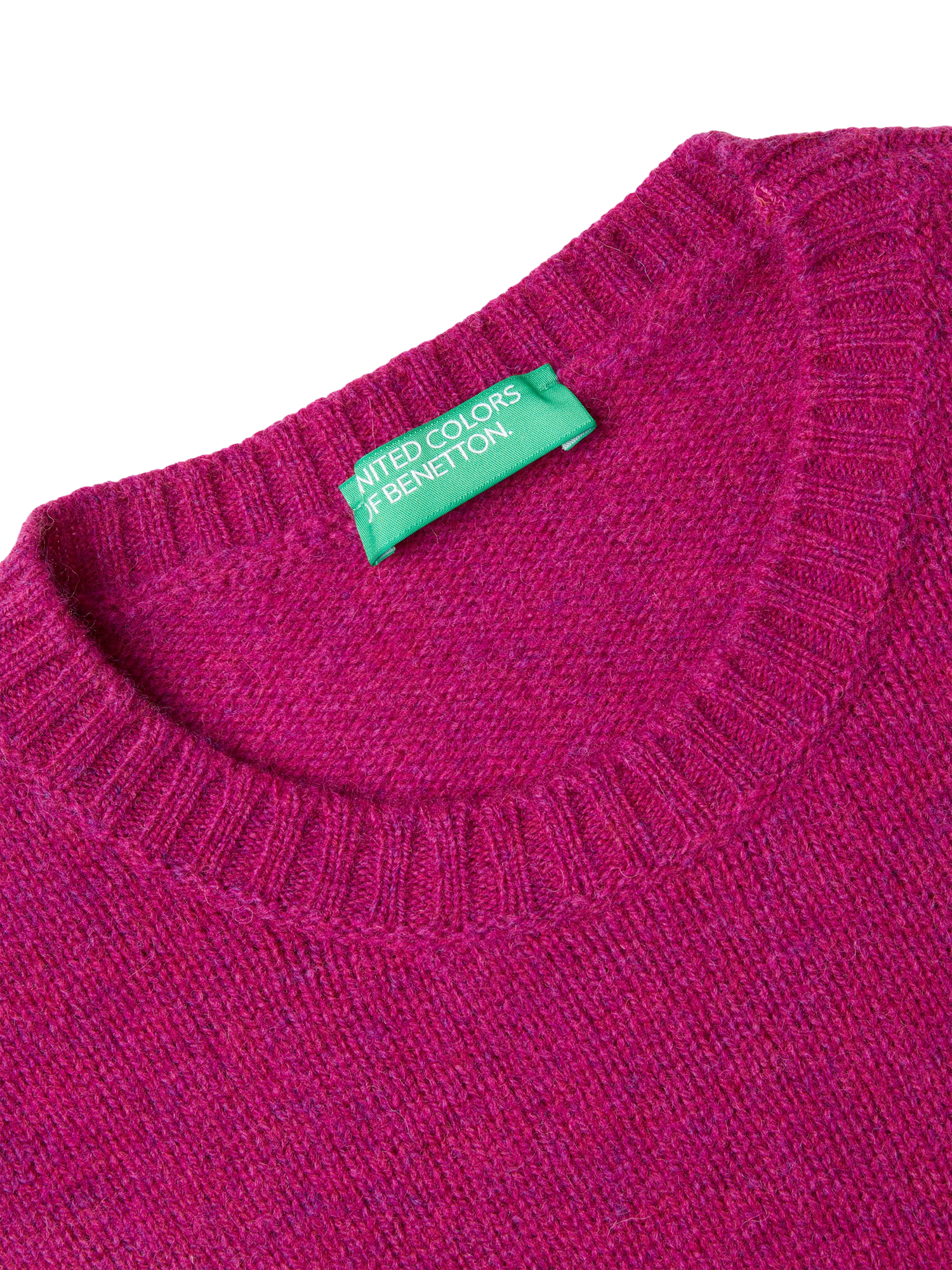 Product image 6 of 6, which shows Benetton Crew Neck Pure Wool Jumper, Violet, XS