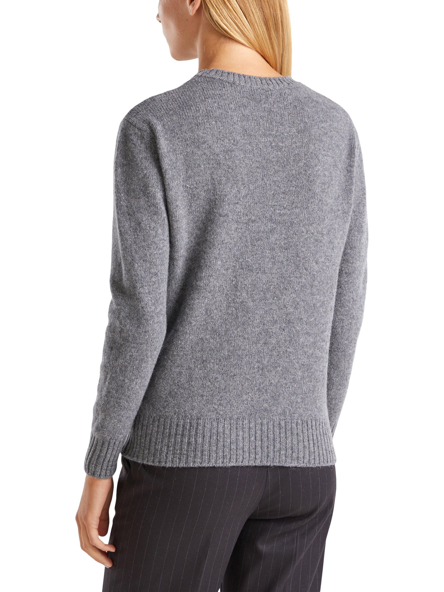 Product image 2 of 6, which shows Benetton Crew Neck Pure Wool Jumper, Grey, XS