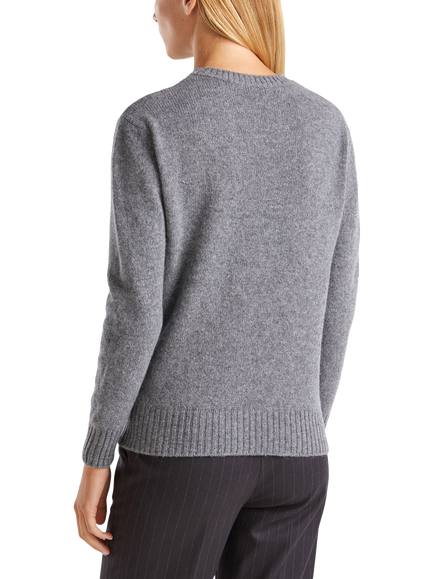 Benetton Crew Neck Pure Wool Jumper - view 2, Grey