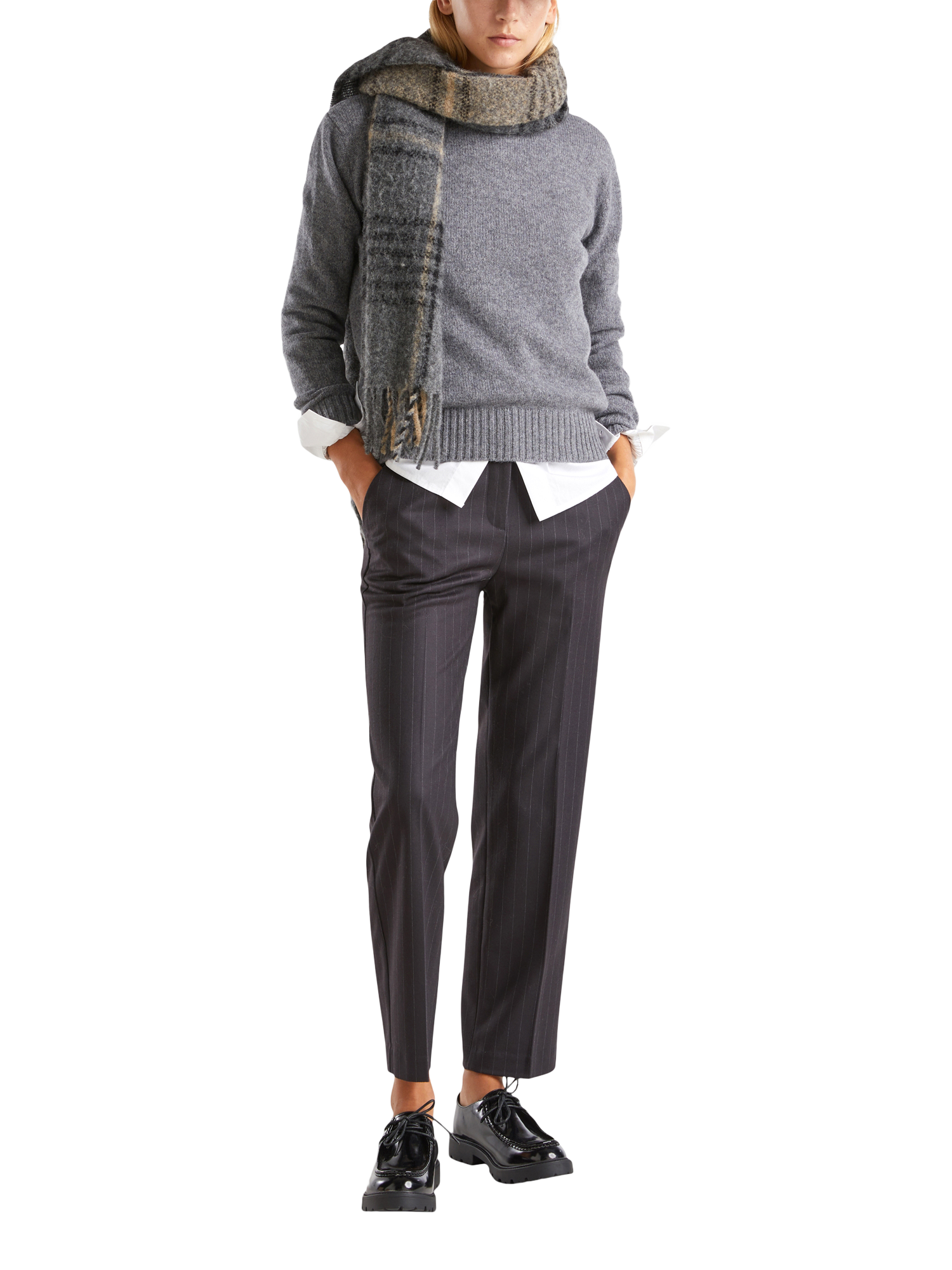 Product image 3 of 6, which shows Benetton Crew Neck Pure Wool Jumper, Grey, XS