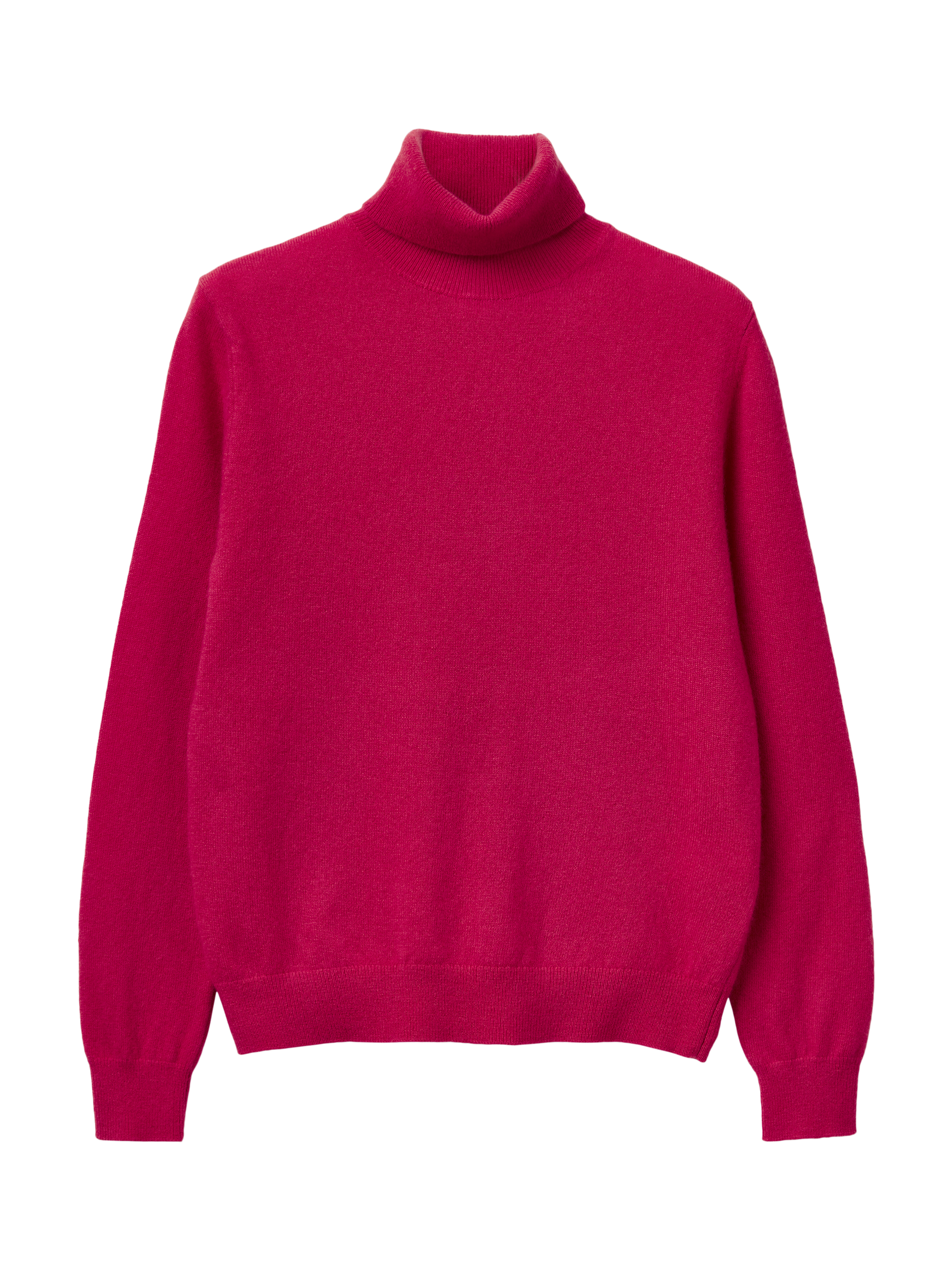 Product image 1 of 3, which shows Benetton Wool Roll Neck Jumper, Cyclamen, S
